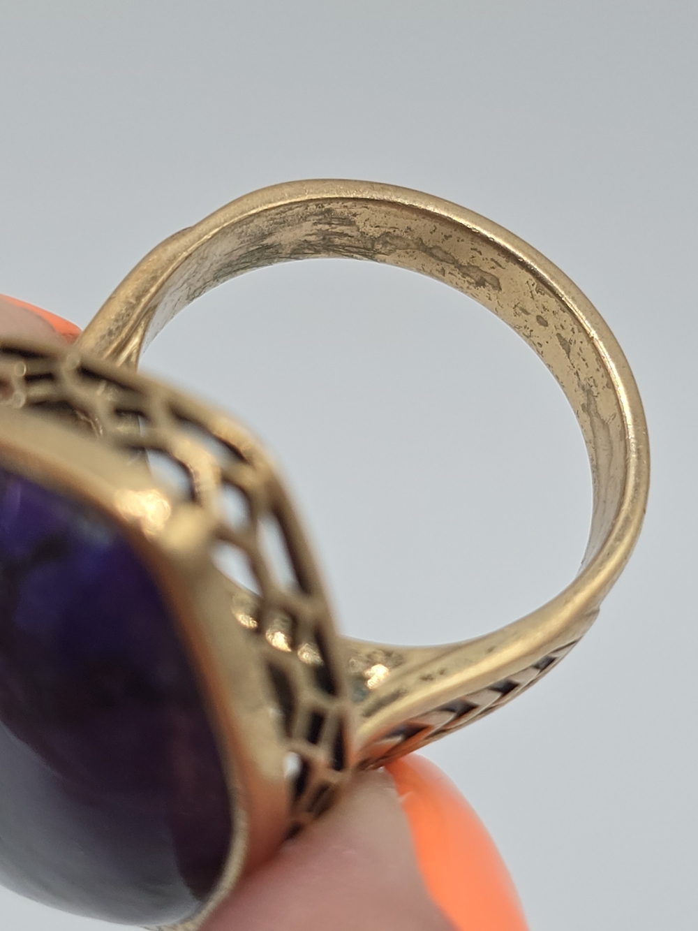 Barse Purple Turquoise Ring Bronze Color Enhanced Statement Size 9.75 - Picture 10 of 11
